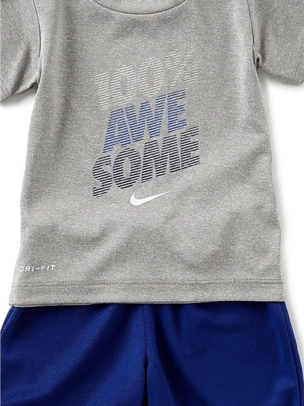 Nike Gray & Blue '100% AWESOME' Short Sleeve Tee